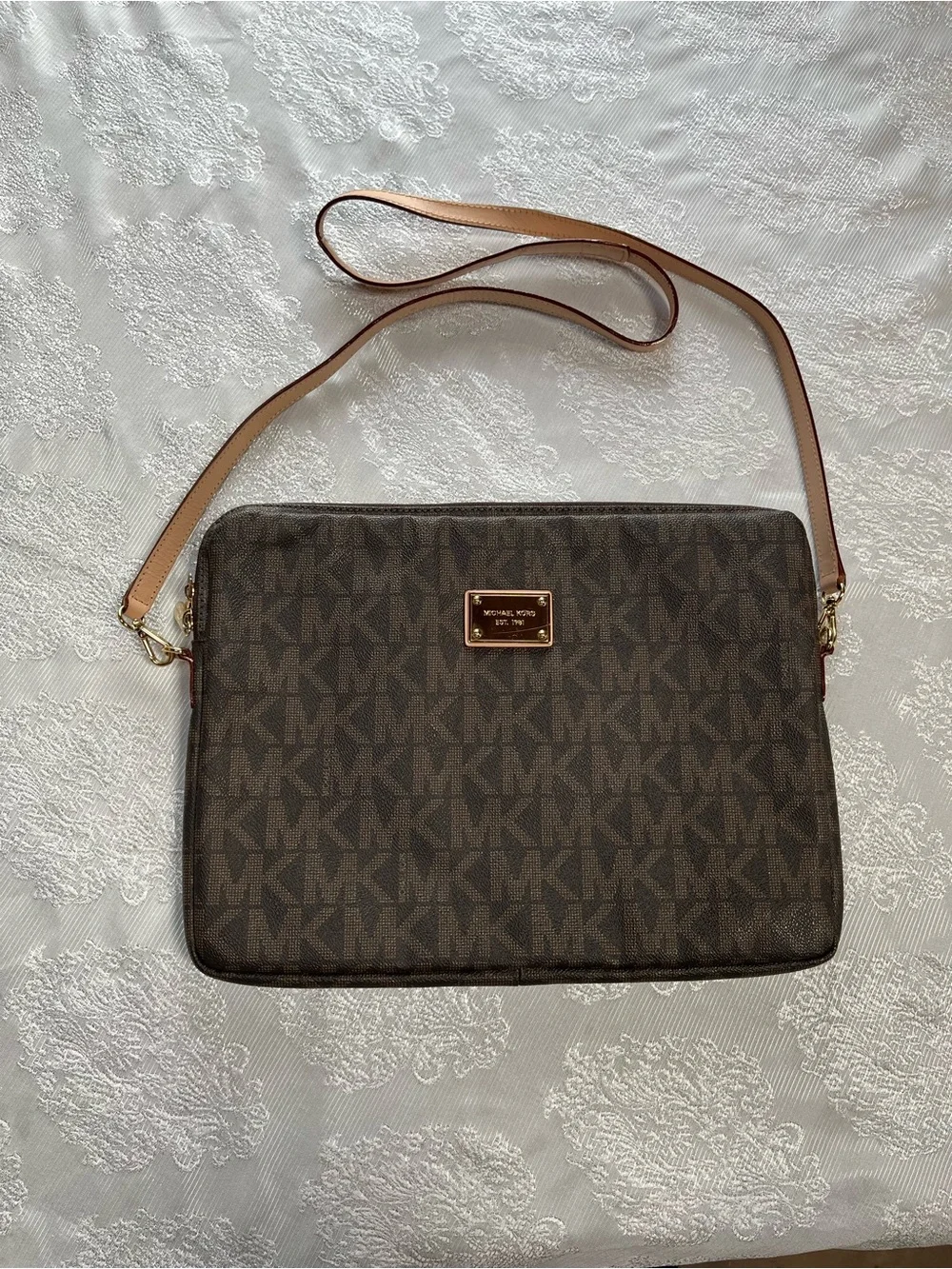 Michael Kors Brown and Tan Signature Messenger Bag